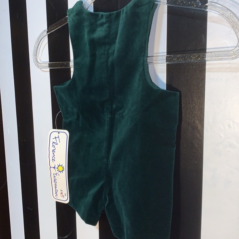 Vintage Dead Stock Green Velvet Holiday Outfit For Baby 6/9 Mo High End Boutique - Picture 12 of 15